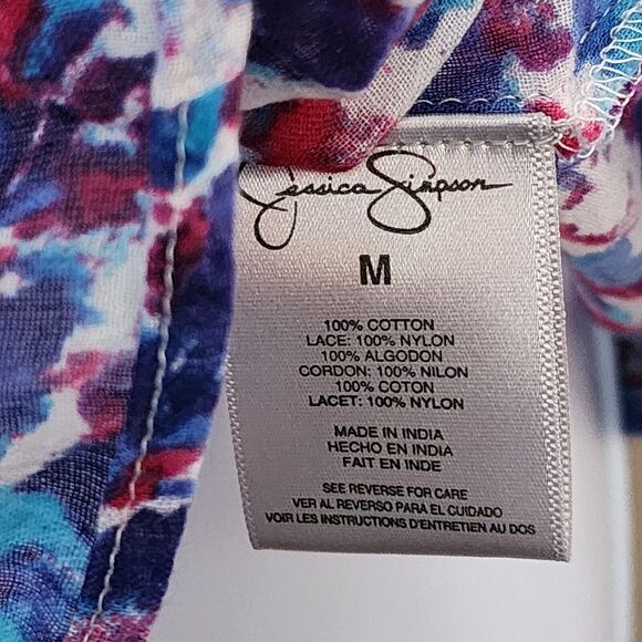 Jessica Simpson Womens Pullover Blouse Size M Semi-Sheer Gauzy Pleated Top - Picture 6 of 9